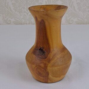 Handcarved Wooden Vase Protective Felt on Bottom